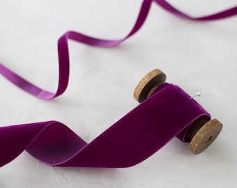 Fuchsia Plum Purple Swiss Velvet Ribbon • 1/8" • 1/4" • 3/8" • 5/8" • 7/8" • 1.5" • 2"
