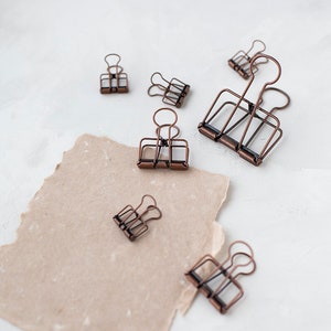 Antique Bronze Metal Wire Binder Clip Set • 7 pc • Small / Large / Jumbo