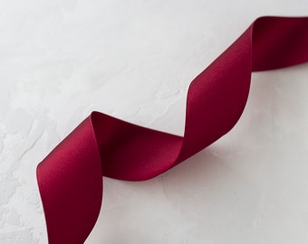 Burgundy Lightly-Wired Satin Ribbon • 1" • 1.5" • 2.75"