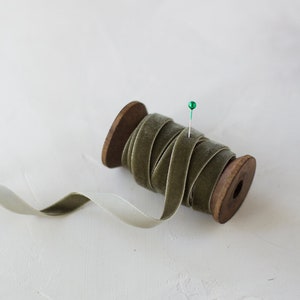 Army Green Velvet Ribbon • 1/4" • 3/8" • 5/8"