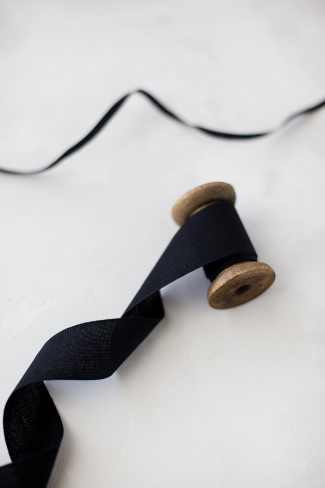 Black Tight Weave Italian Cotton Ribbon • 1/4