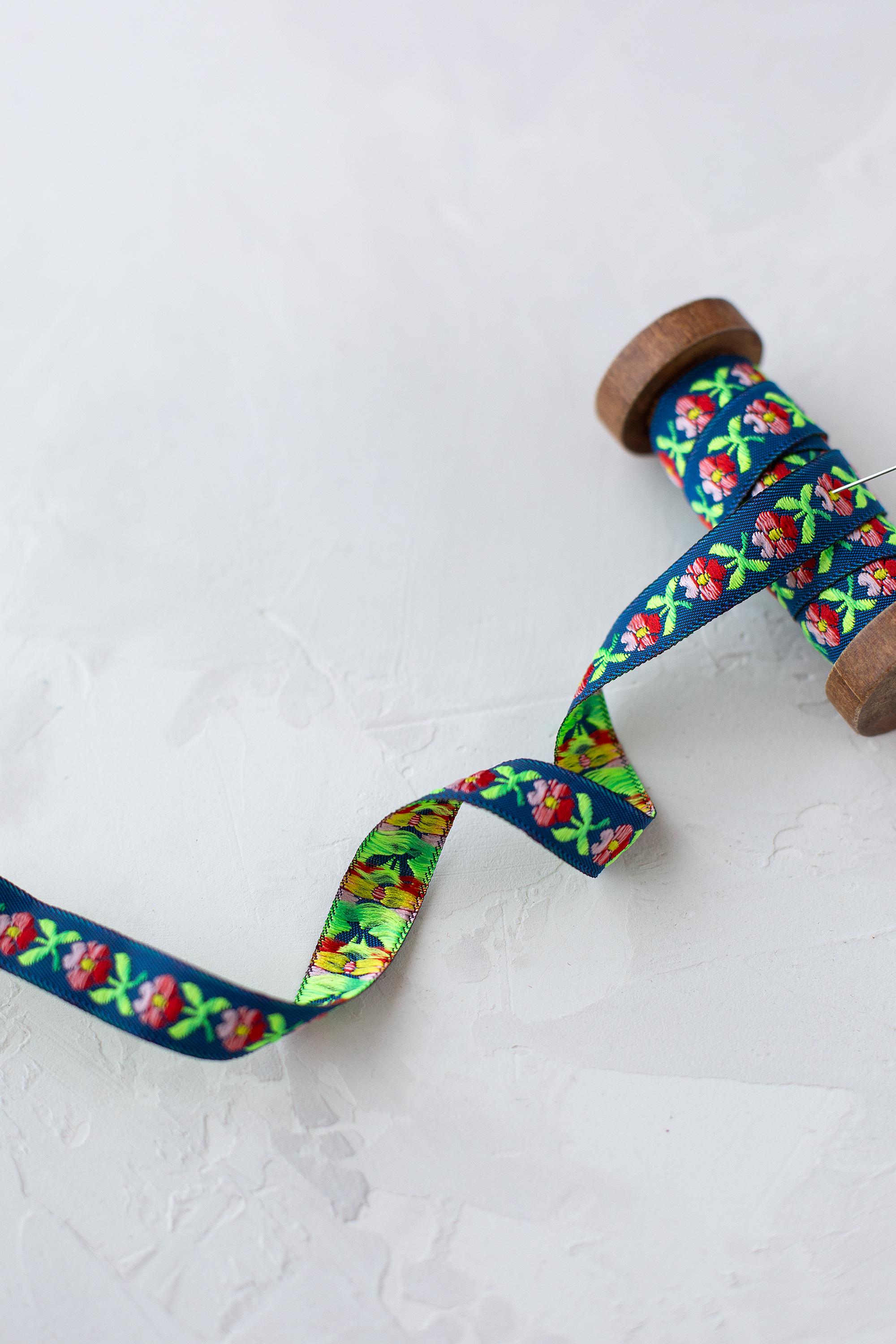 GORGECRAFT Ruban Jacquard Brodé Floral Vintage De 4,6 M De Long Avec Bordure Tissée De