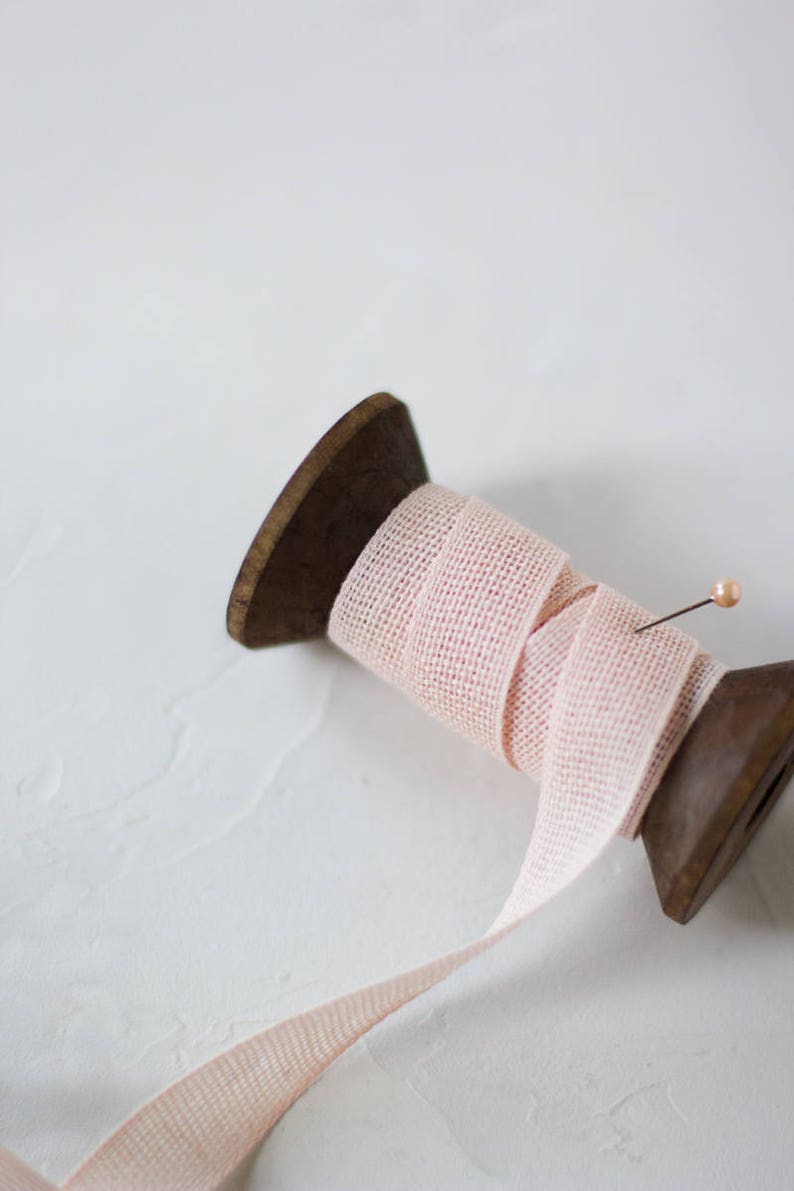 Blush Pink Loose Weave Italian Cotton Ribbon 1/2 image 2