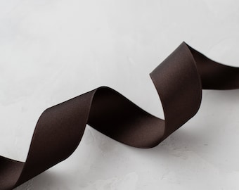 Chocolate Brown Lightly-Wired Satin Ribbon • 1" • 1.5" • 2.75"