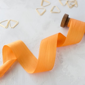 Orange Hand-Dyed Habutai Silk Ribbon 1/4 1/2 1.25 image 2