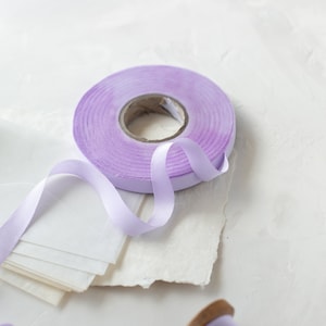 Lavender Purple Bias-Cut Hand-Dyed Silk Charmeuse Ribbon 1/2 5/8 1 1.5 2.5 image 3