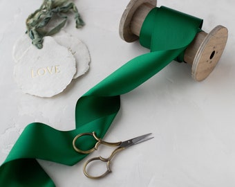 Emerald Green Double-Faced Satin Ribbon • 1.5" • 2.25" • 3" • 4"