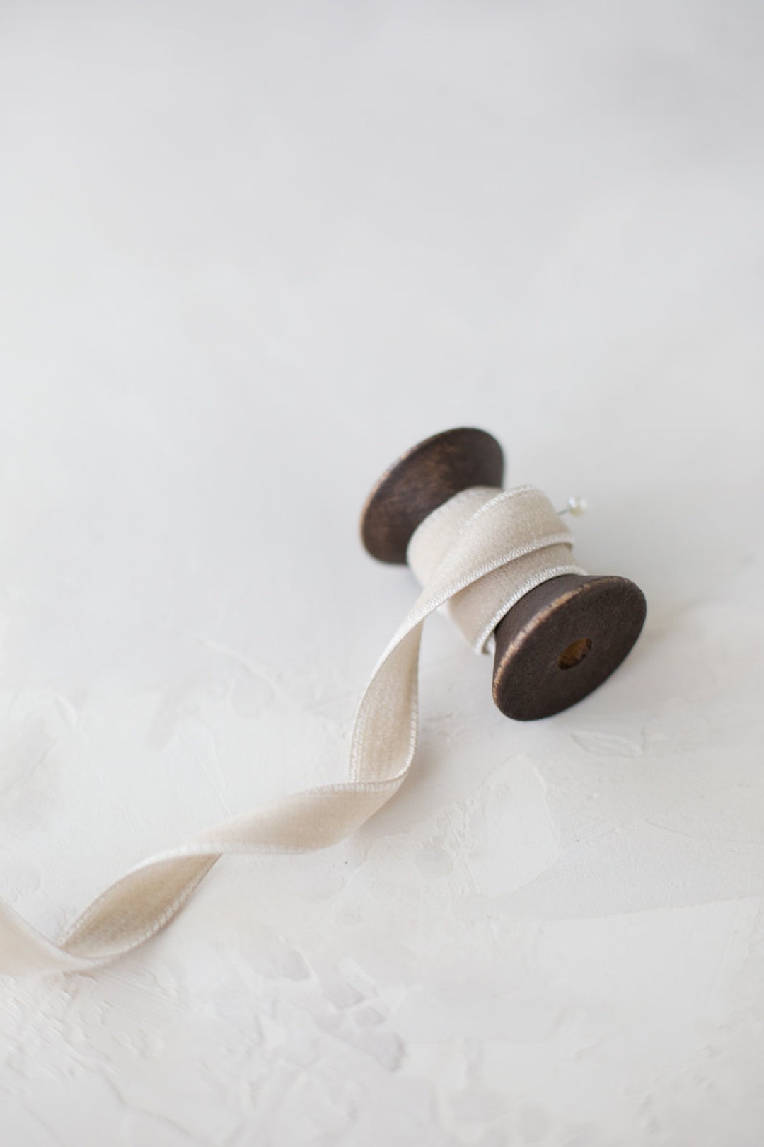 Alabaster Sand Rayon Velvet Ribbon: Double-faced, Japanese • 1/8