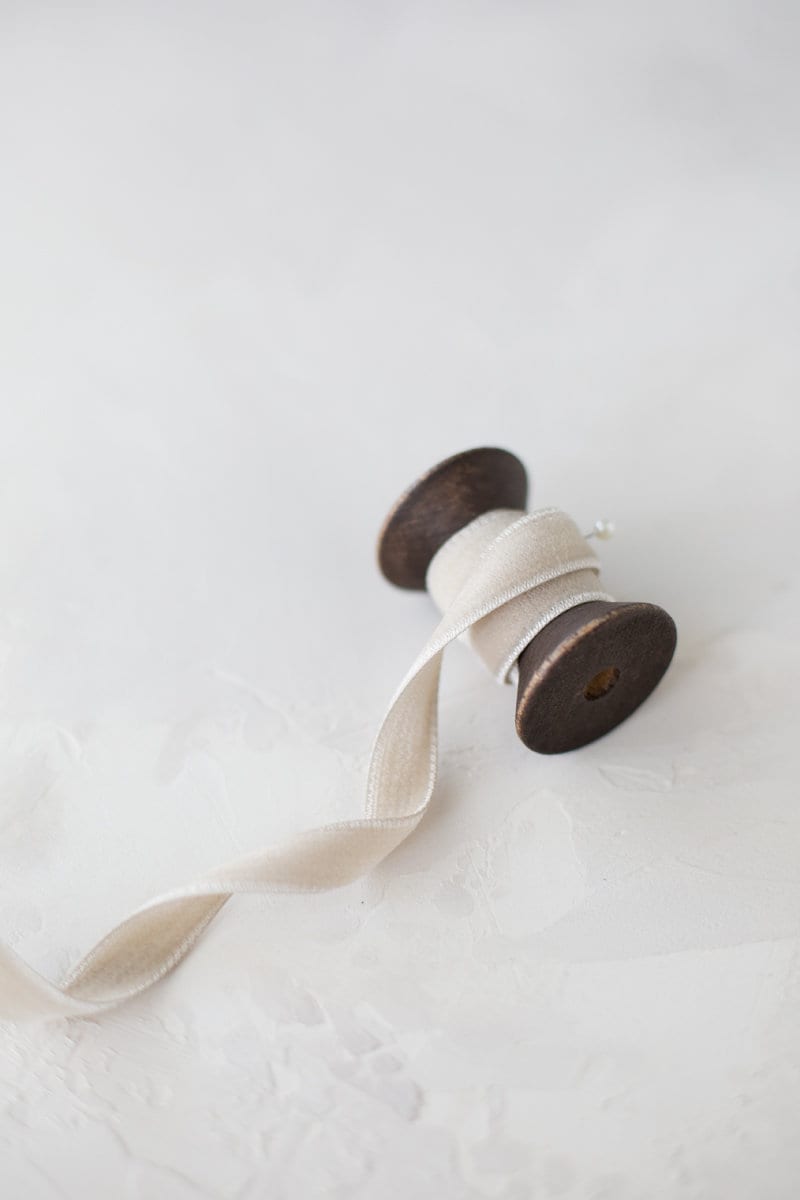 Sanding Ribbon Alabaster Sand Rayon Velvet Ribbon: Double-faced, Japanese • 1/8