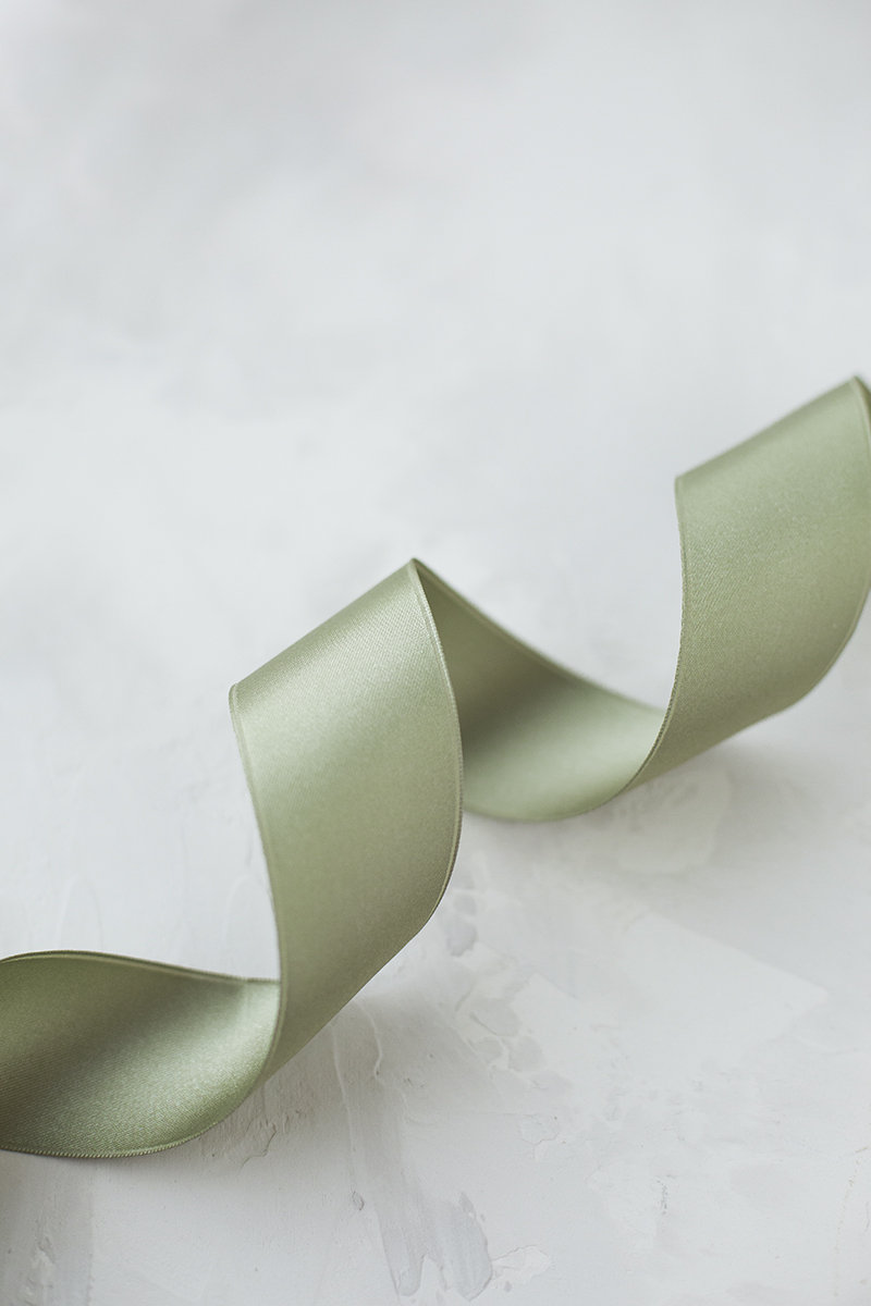 1 1/2 Wide Silk Satin Ribbon - Slate Green – At the Sign of the Golden  Scissors