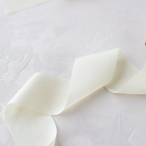 Ivory Buttercream Faux Silk Crepe Ribbon 2 image 2