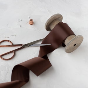 Chocolate Brown Double-Faced Satin Ribbon • 1.5&quot; • 2.25&quot; • 3&quot; • 4&quot;