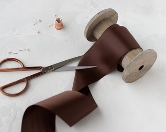 Chocolate Brown Double-Faced Satin Ribbon • 1.5" • 2.25" • 3" • 4"