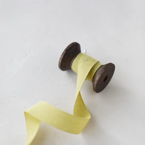 Chartreuse Tight Weave Italian Cotton Ribbon • 1/4&quot; • 5/8&quot;