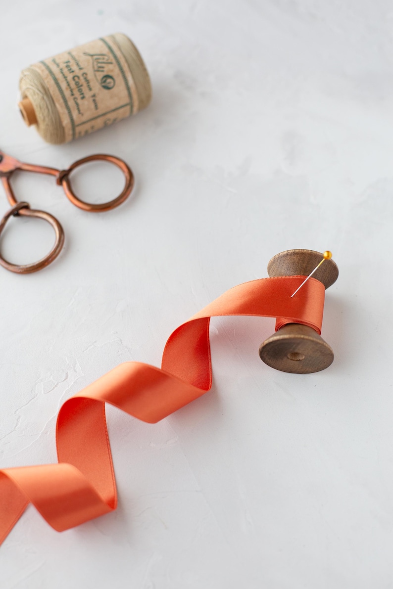 Orange Double-faced Satin Ribbon • 5/8