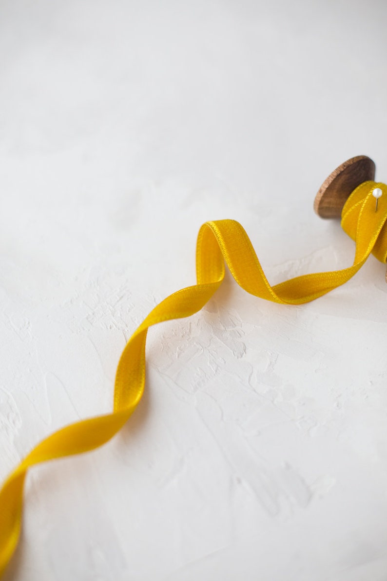 Mustard Yellow Doublefaced Japanese Rayon Velvet Ribbon Etsy