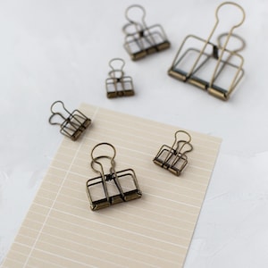 Antique Gold Metal Wire Binder Clips • Small / Large / Jumbo