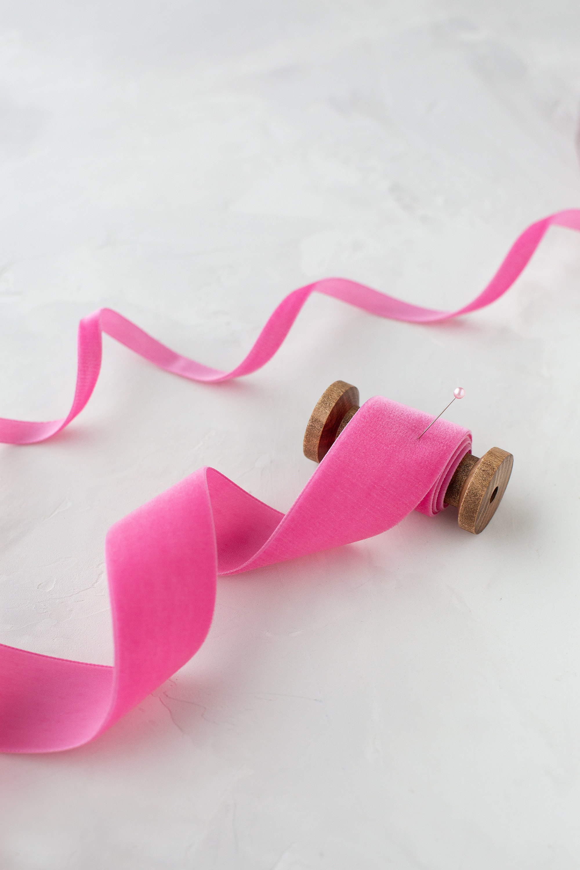 Fuchsia Pink Swiss Velvet Ribbon • 1/8