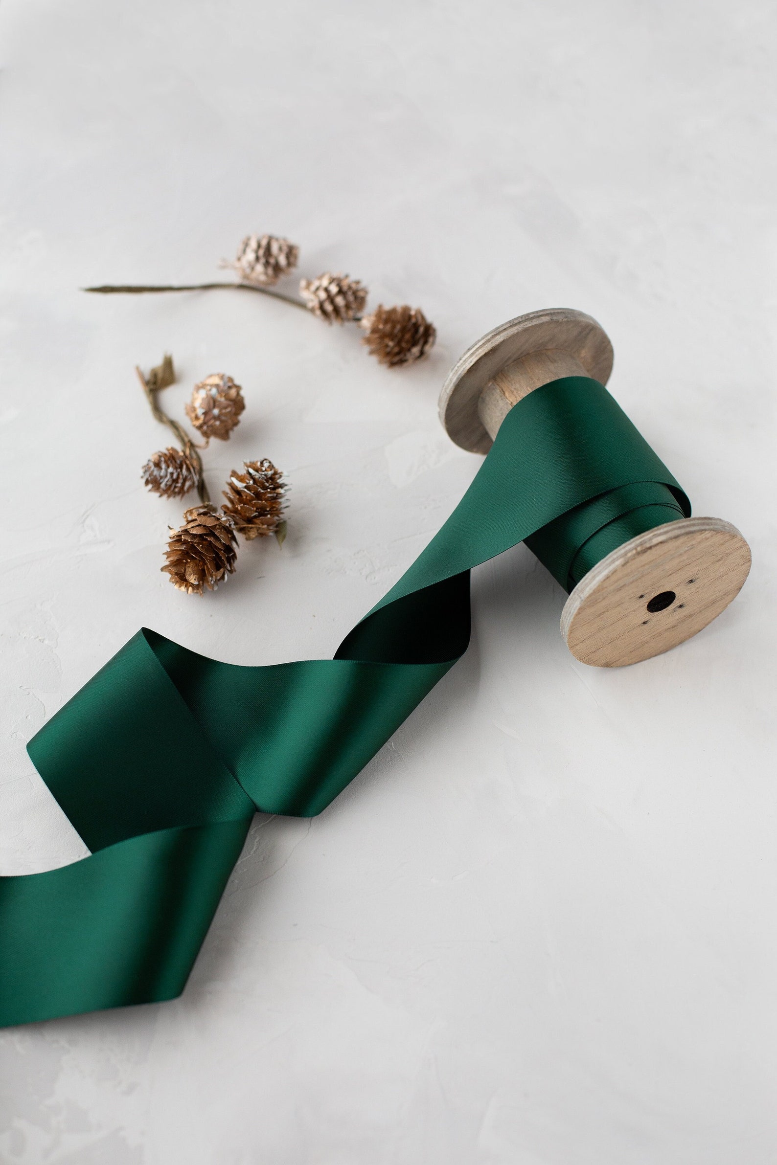 Hunter Strong Ribbon Hunter Spruce Green Double-faced Satin Ribbon • 1.5
