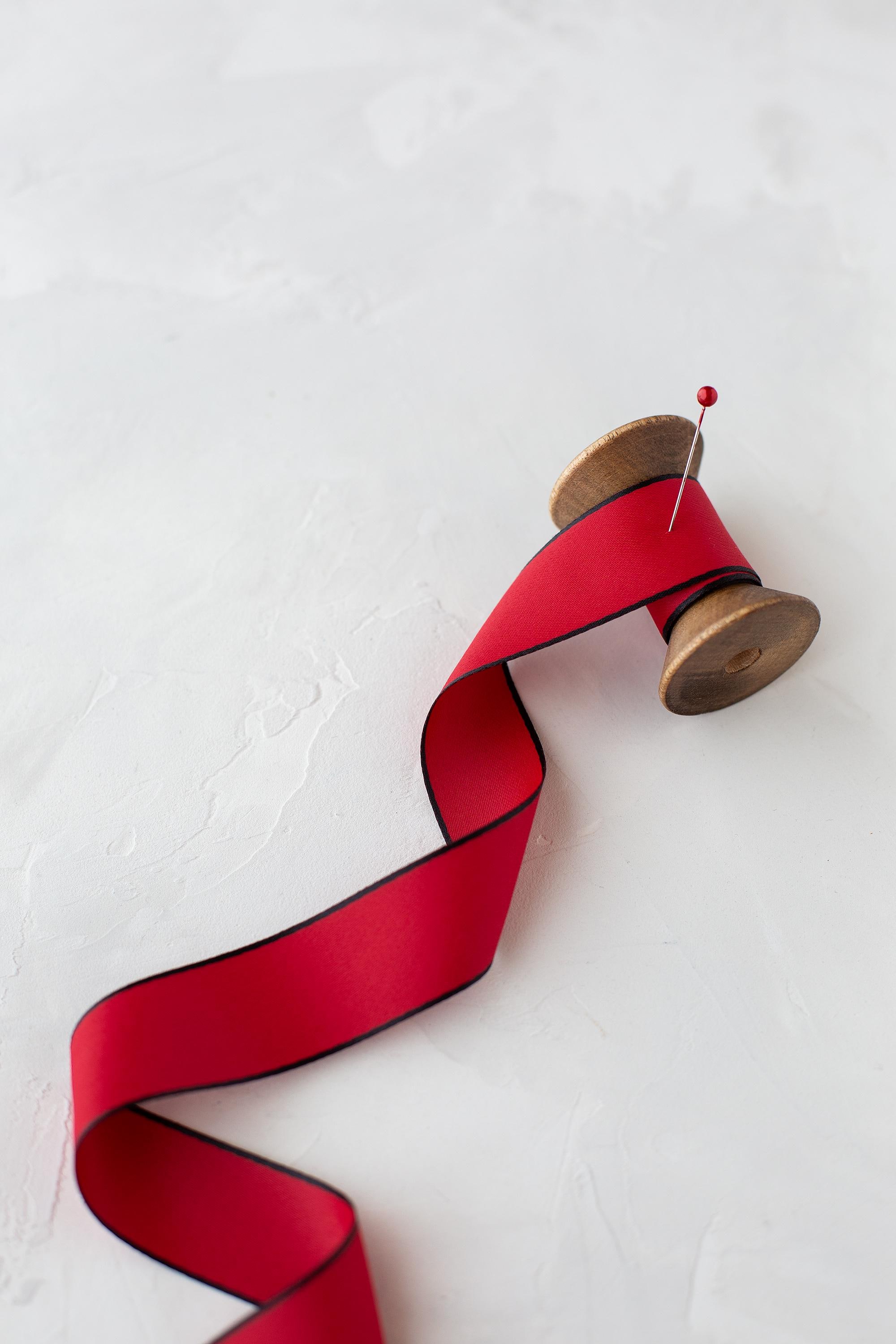 Nastro Organza Bordato Raso Rosso - Mondo Fai da Te