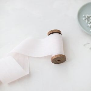 Pale Blush Pink Cotton-Blend Crinkle Chiffon Ribbon • 2&quot;