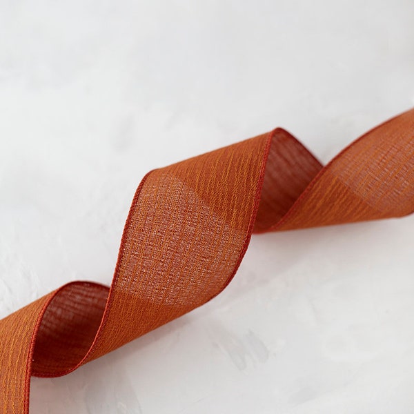 Burnt Orange Textured Wired Ribbon • 2.5"