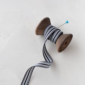 Black + White Stripe Grosgrain Ribbon • 3/8&quot;