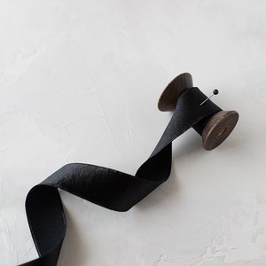 Black Charmeuse Faux Silk Ribbon • 1&quot;