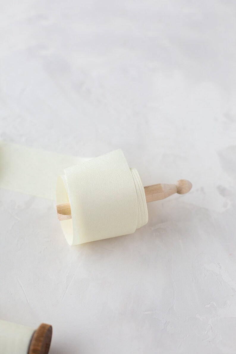 Ivory Buttercream Faux Silk Crepe Ribbon 2 image 3