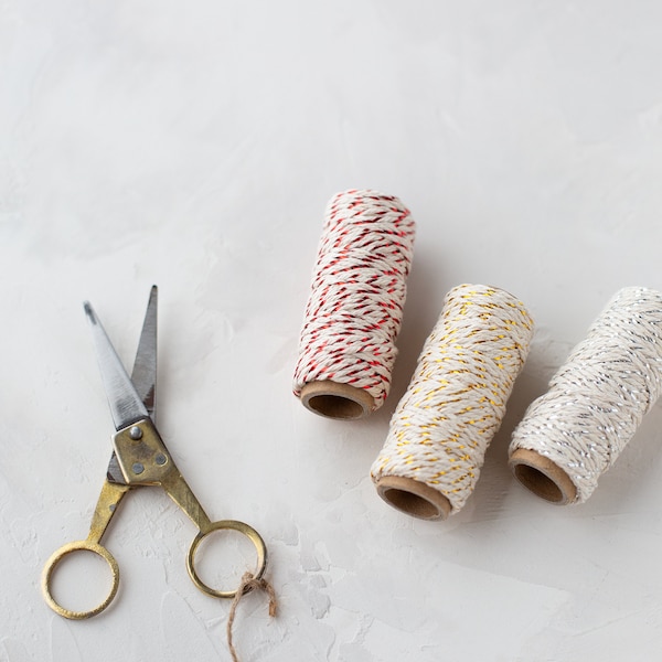 Metallic Baker's Twine • 10.9 yards • Red / Gold / Silver