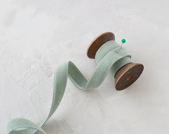 Cool Sage Double-Faced Japanese Cotton Velvet Ribbon • 1/8" • 1/4" • 3/8" • 1/2" • 3/4" • 1"