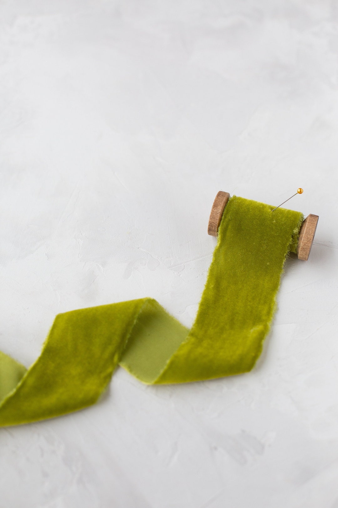 Lime Chartreuse Velvet Ribbon (3 Yards): Hand-dyed, Frayed Edge • 1.25 ...