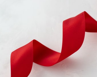Scarlet Red Swiss Lightly-Wired Satin Ribbon • 1" • 1.5" • 2.75"