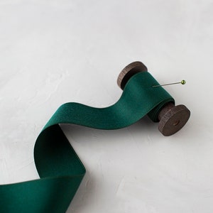 Spruce Green Matte Double-Faced Cotton Satin Ribbon • 5/8&quot; • 1&quot; • 1.5&quot;
