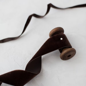 Chocolate Brown Silk Velvet Ribbon 4 Widths to Choose From 