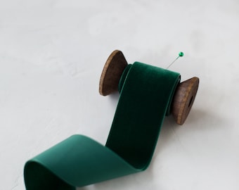 Hunter Emerald Green Swiss Velvet Ribbon • 1/8" • 1/4" • 3/8" • 5/8" • 7/8" • 1.5" • 2"