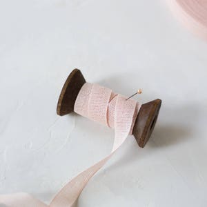 Blush Pink Loose Weave Italian Cotton Ribbon 1/2 image 1
