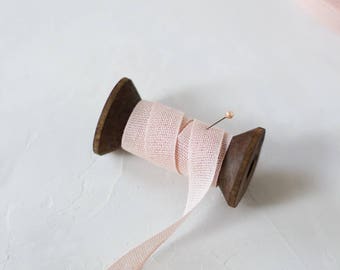 Blush Pink Loose Weave Italian Cotton Ribbon • 1/2"