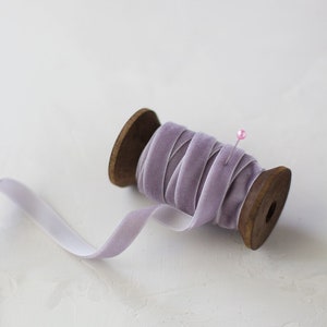 Cinta de terciopelo morado lavanda polvoriento • 1/4" • 3/8" • 5/8"