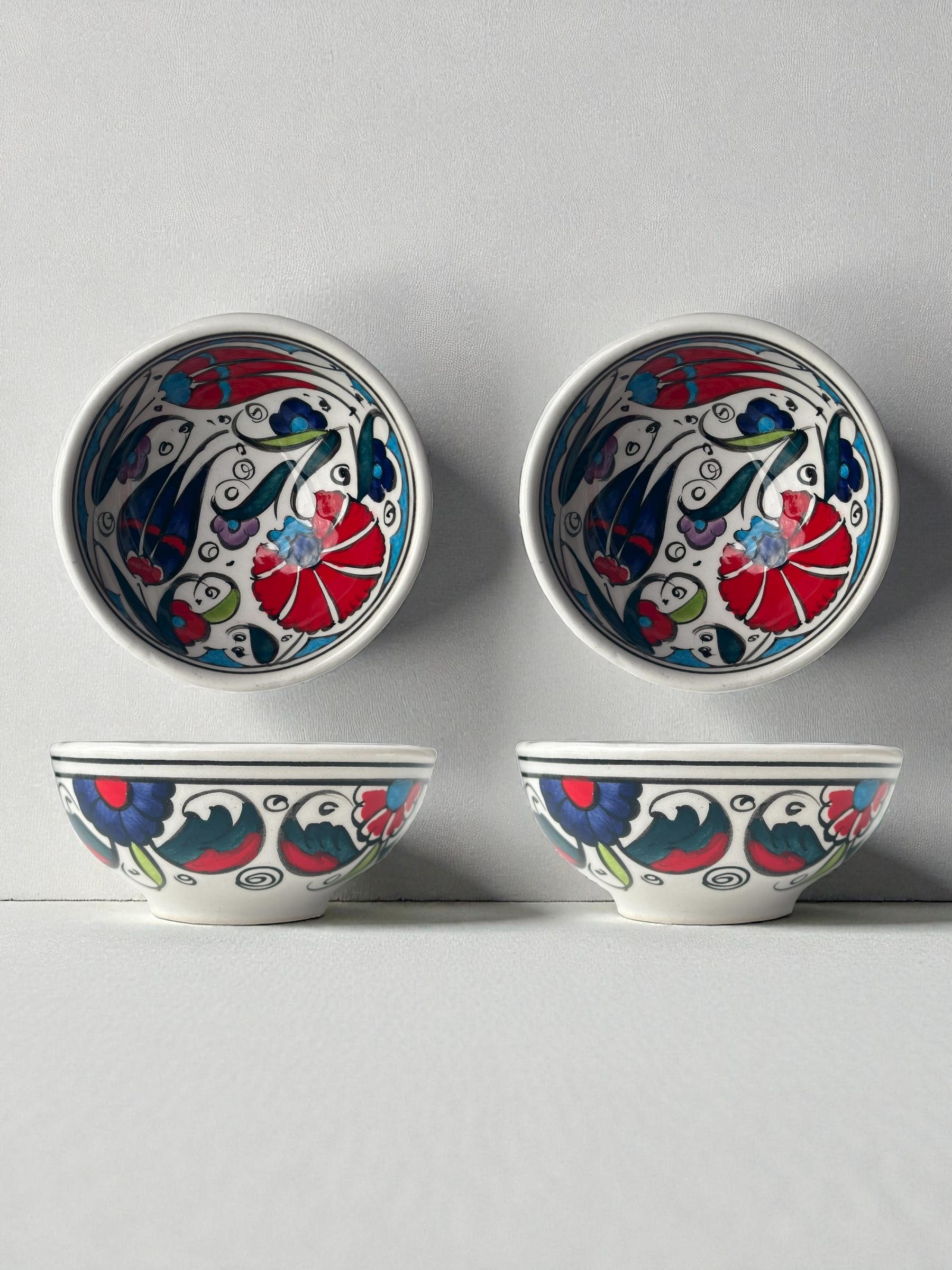 Lot De 12 Carreaux Muraux Turcs Iznik Céramique - Motif Floral Kelebek - 20x20cm - Brillant