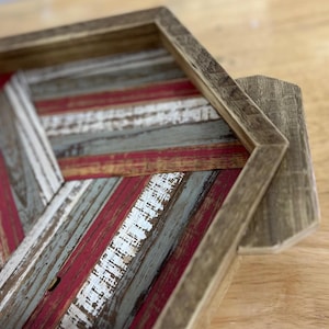Handgefertigtes Hexagon Holz Serviertablett, Artisan Decor