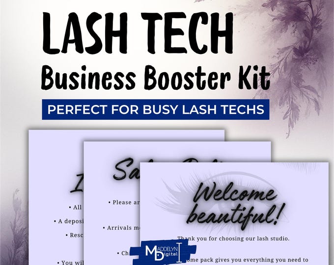 Lash Tech Business Kit | Client Promo & Booking Templates (Canva Editable, Digital Download)