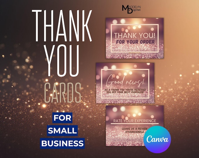 Thank You Card Template for Business: 5 Editable Canva Packaging Inserts