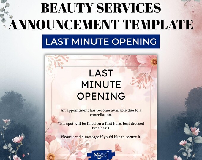 Last Minute Opening Template | Beauty Services