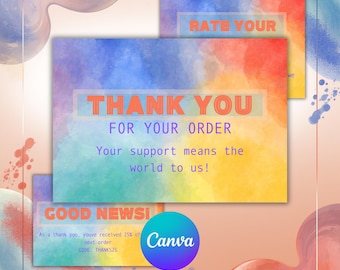 Thank You Cards Bundle for Small Business | 5 Pack Canva Editable Templates