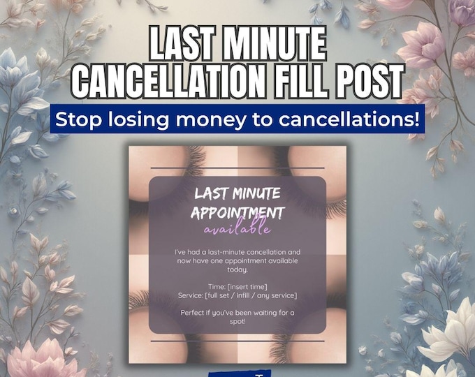 Cancellation Fill Appointment | Social Media Post | Lash Techs