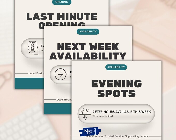 Service Business 'Book Now' Posts | 20 Call-To-Action Canva Templates for Social Media