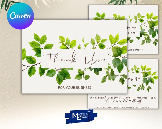 Small Business Thank You Cards | 5-Pack Canva Template
