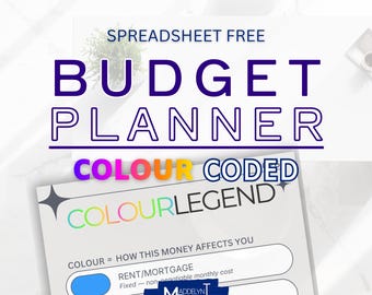Digital Budget Planner + Printable • Colour Coded Monthly Finance Planner
