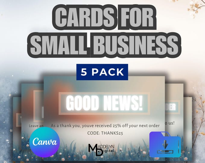 Thank You Cards for Small Business | 5 Pack | Canva Template